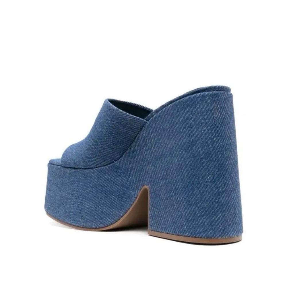 LARROUDE Women's Wanda Slip On
Platform Denim Slides In Blue Platform Sandals - Picture 6 of 16